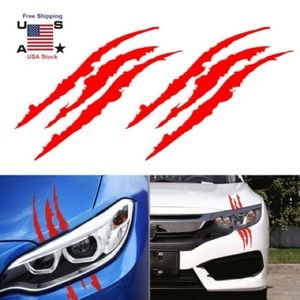 4 Pcs Monster Claw Scratch Decal Reflective Sticker for Car Headlight Decor